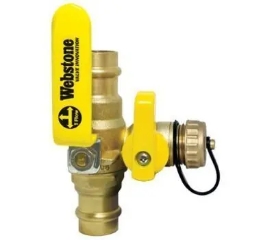 Webstone PRS-X061W 1 in. Press x Press Brass Ball Valve with Hose Drain, Lead Free