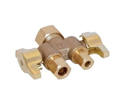 Legend Valve 114-735NL 1/2 X 3/8 X 1/4 in. Compression Forged Brass Straight Stop Valve, Lead Free