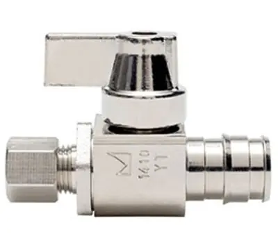 SIOUX CHIEF 129-G2W0C Tomahawk 1/2 in. F1960 PEX x 1/4 in. Comp Brass Straight Stop Valve, Lead Free