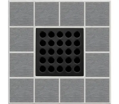 EBBE E4411 Pro 3-3/4 in. Square Stainless Steel Shower Drain Grate, Matte Black