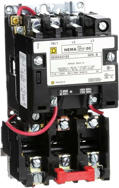 Schneider Electric 8536SAO12V02S Square D 9 Amp 2 Hp 3-Pole Open Type Full Voltage Non-Reversing Magnetic Starter
