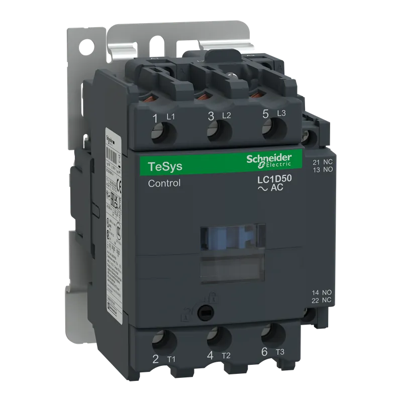 Schneider Electric LC1D50G7 TeSys D-Line IEC Contactor 120 VAC 50 A Max Load 3NO