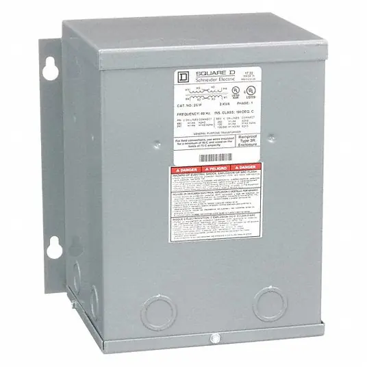SQUARE D 2S1F Dry Type Power Distribution Transformer 2 kVA Wall