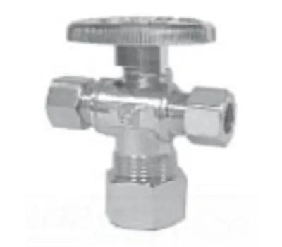 A Y MCDONALD 72084D 5/8 in. Compression x 3/8 in. Compression x 1/4 in. Compression Brass Dual Outlet Angle Stop Valve, Lead Free