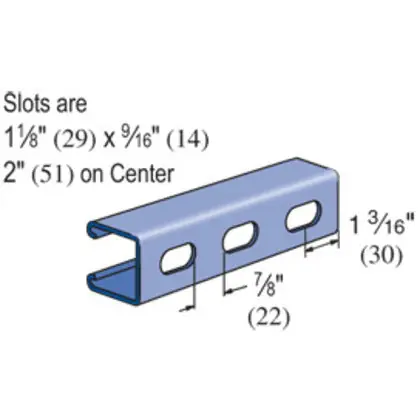 UNISTRUT P1000T20PG 20 ft. x 1-5/8 in. x 1-5/8 in. Pre-Galvanized Steel Slotted Strut Channel
