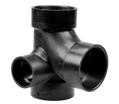 NIBCO 5872 3 in. Hub x Hub x Hub ABS Sanitary Tee with 1-1/2 in. Hub 90-Degree Right Inlet