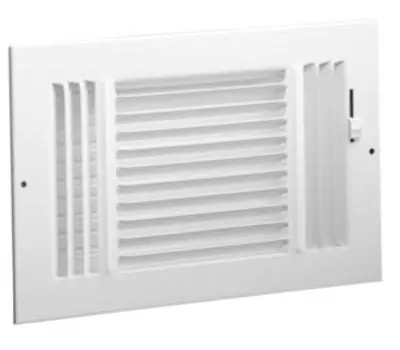 HART & COOLEY 6831212W 12 x 12 in. Steel 3-Way Sidewall/Ceiling Register with Multi-Shutter Damper