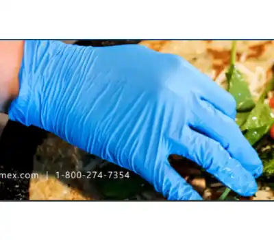 AMMEX IN44100 Gloveworks Beaded Powdered Nitrile Gloves Blue M Box of 100