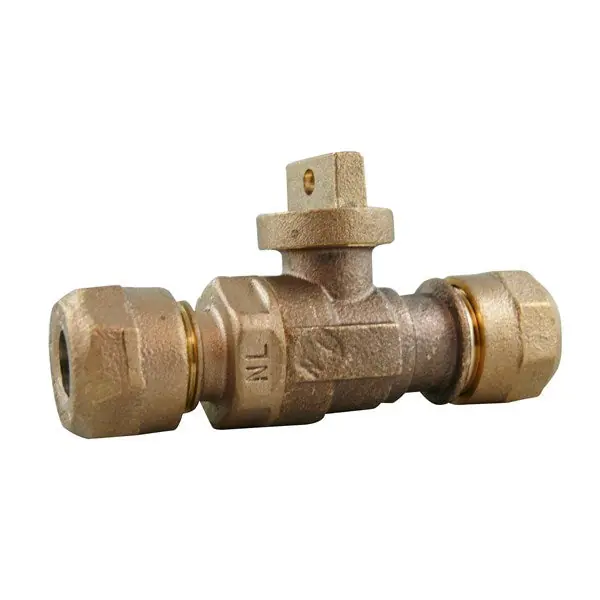 Cambridge Brass 202NL-H5H5 1-1/4 in. CB Comp Brass Full Port Ball Style Curb Stop, Lead Free