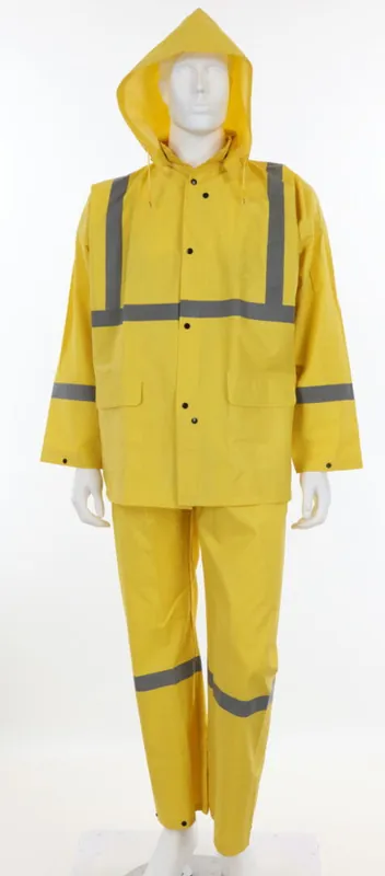 MCR Safety 2403RXL Luminator Series Reflective Rain Gear .35mm PVC / Polyester 3 Piece Rain Suit