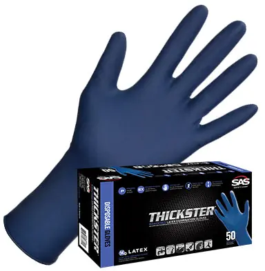 SAS SAFETY 6604-22 Thickster Latex Ultra Thick Disposable Gloves XL Pack of 2