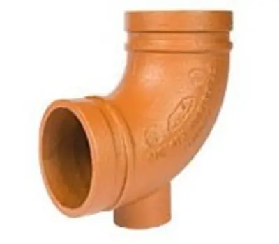 TYCO 51025DS 2-1/2 in. Grooved Orange Ductile Iron 90-Degree Standard Pattern Elbow with 1 in. Outlet