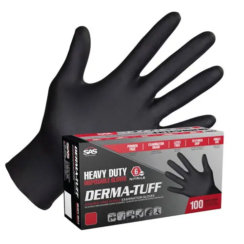 SAS SAFETY 66589 Derma-Tuff Powder-Free Exam Grade Nitrile Disposable Gloves - 6 Mil - 100PK