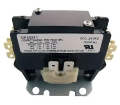 Sealed Unit Parts Supco DP30241 30 Amp 24V AC 1.5-Pole Definite-Purpose Contactor