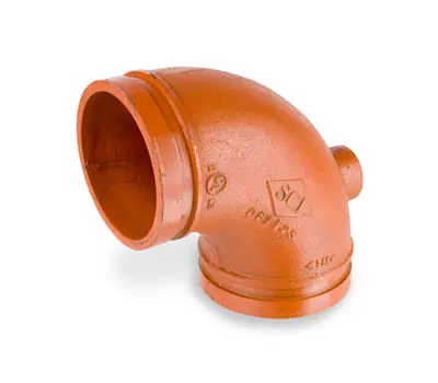 SMITH-COOPER 65DE3040 4 in. Grooved x Grooved Orange Painted Ductile Iron 90-Degree Standard Radius Drain Elbow