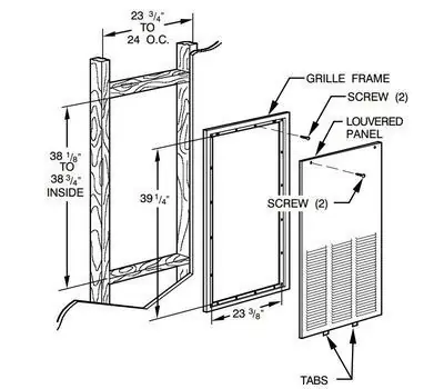 International Comfort Products AMWK001WG Louvered Wall Panel with Frame for FMA4P and FMA4X