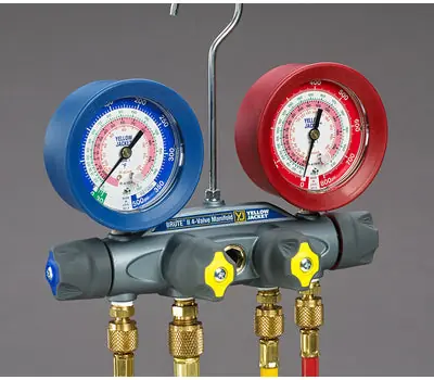 Ritchie Engineering 46010 Brute II 4-Valves Test and Charging Manifold with 3-1/2 in. Gauge