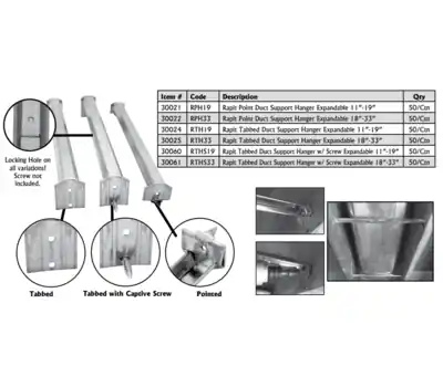 DURO DYNE 30024 RTH19 11-19 Duct Hanger 50PK