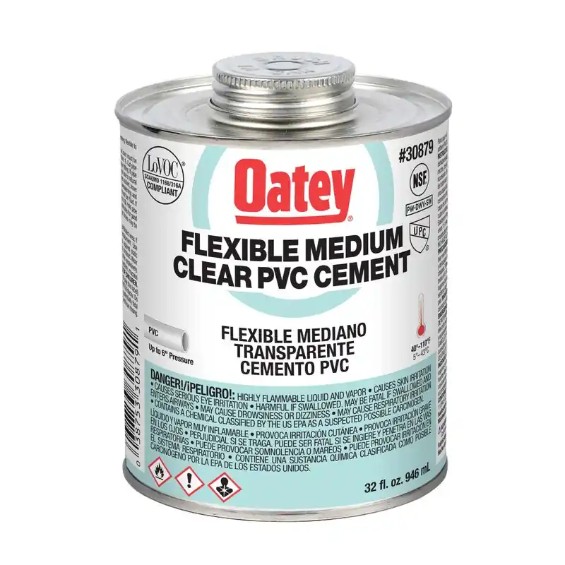 Oatey 30879 PVC Medium Body Flexible Clear Cement 32 oz